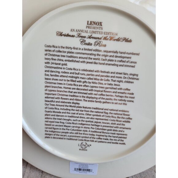 Lenox NEW Costa Rica annual plate trees around the world Xmas decor - Picture 7 of 8